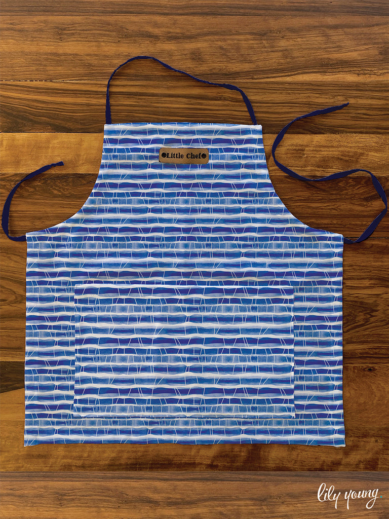 Little Chef - Blue Stripes Kids Apron - Pack of 1
