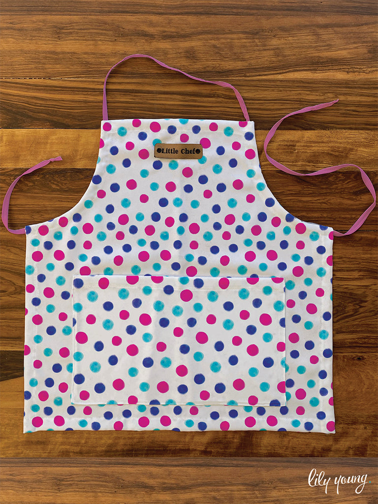 Little Chef - Pink Polka Dots Kids Apron - Pack of 1