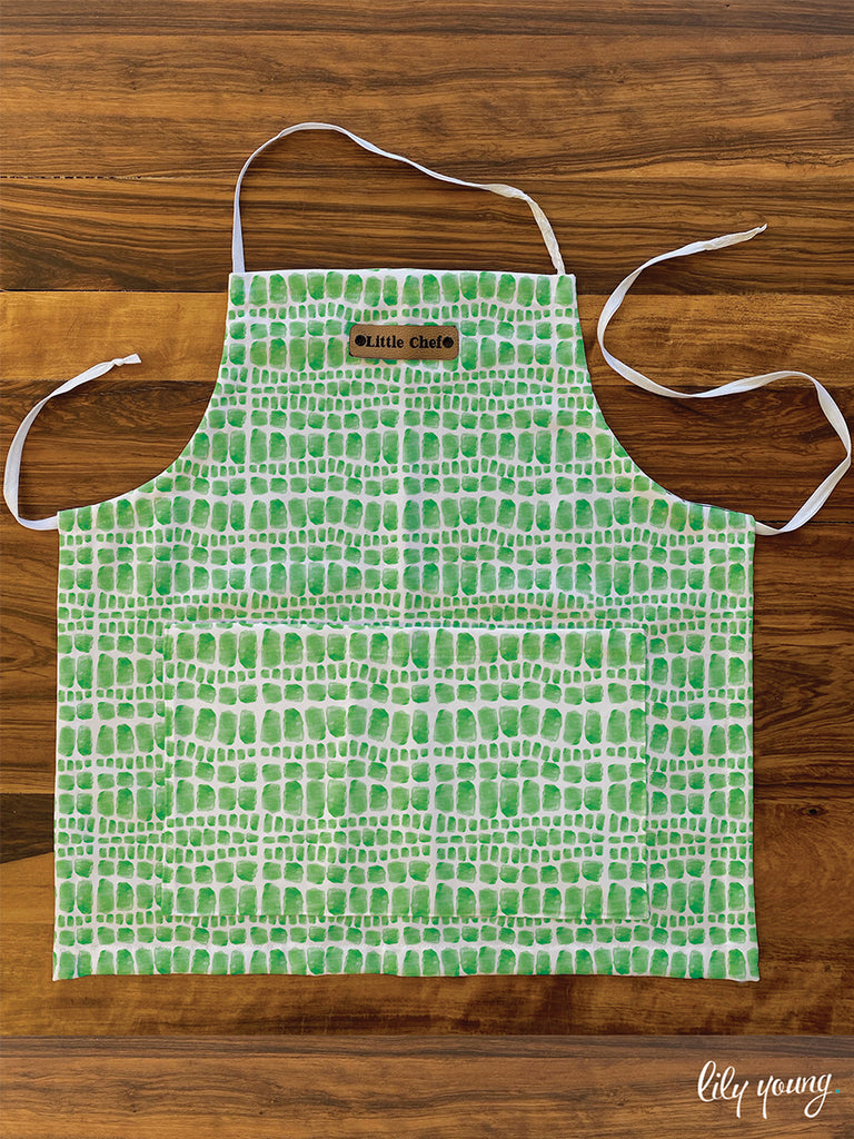 Little Chef - Green & White Kids Apron - Pack of 1