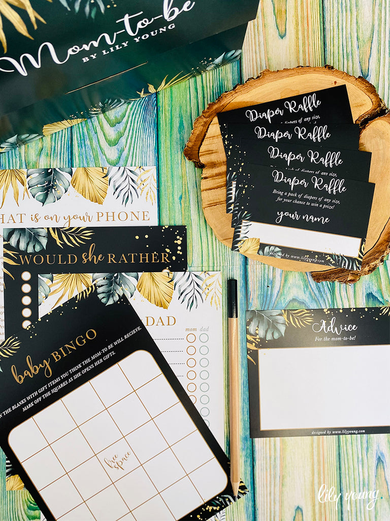 Emerald Gold Baby Shower Game Box