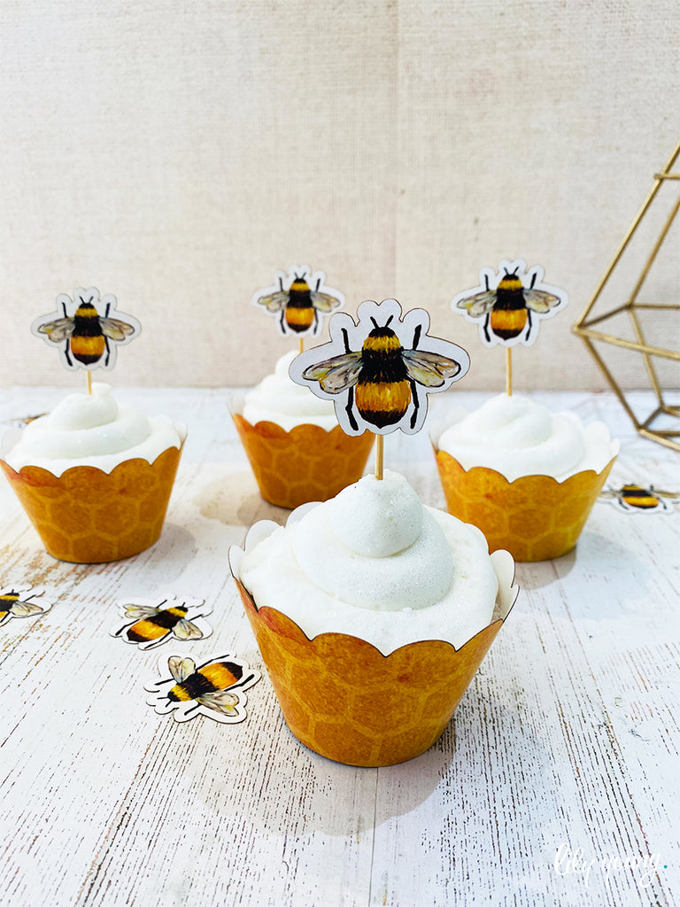 Bee Cupcake wrapper & topper - Pack of 12