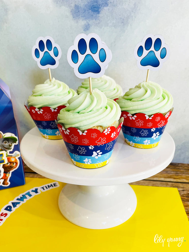 Blue Paw Patrol Cupcake wrapper & topper - Pack of 12