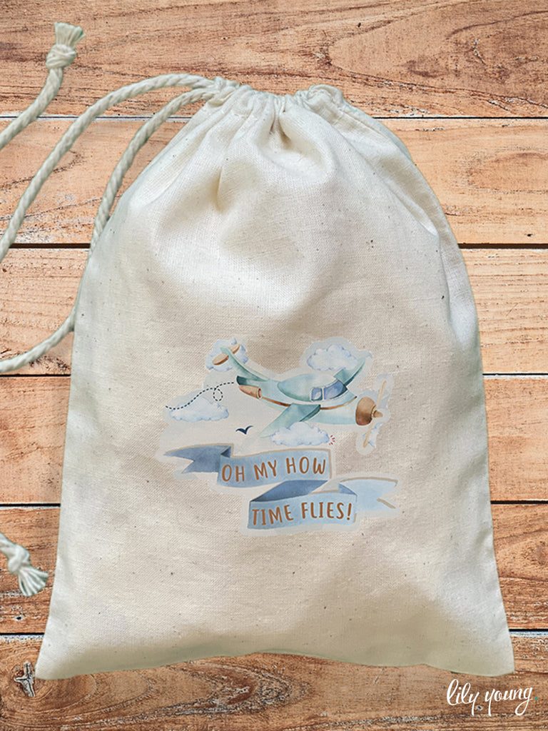 Vintage Plane Draw string Bags - Pack of 12