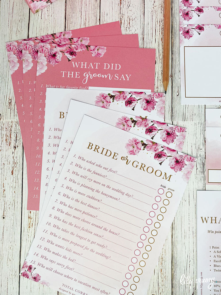 Pink Floral Bridal Shower Game Box