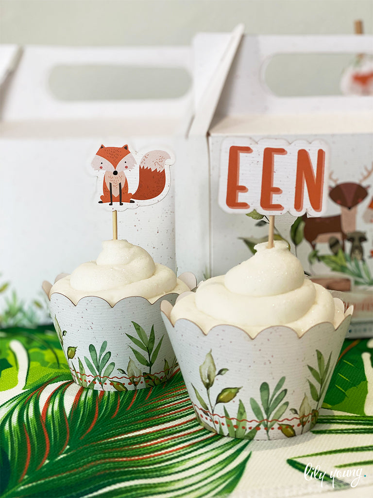 Fox Cupcake wrapper & topper - Pack of 12