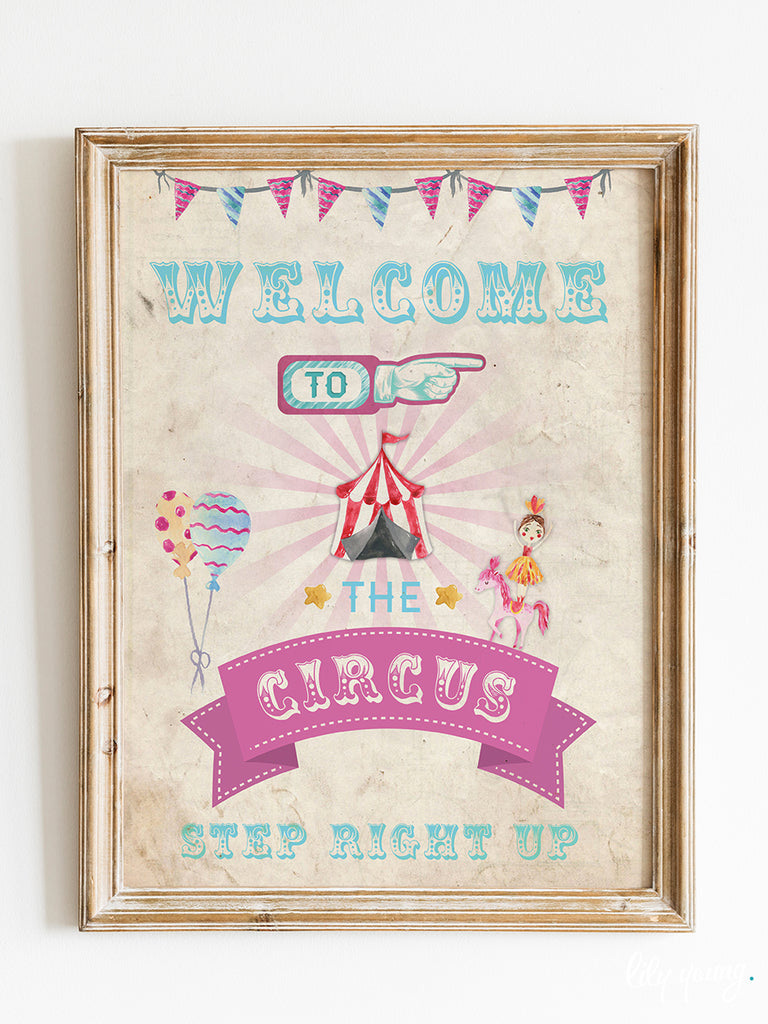 Pink Circus Welcome Sign - Pack of 1