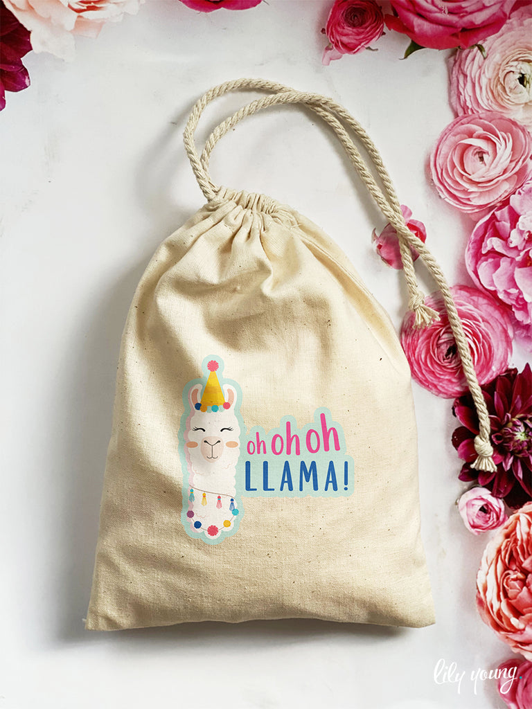 Pink/Blue Llama Draw string Bags - Pack of 12