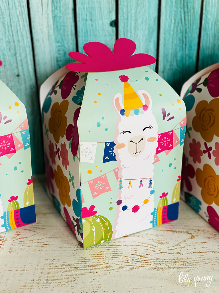 Large Pink/Blue Llama Boxes - Pack of 12