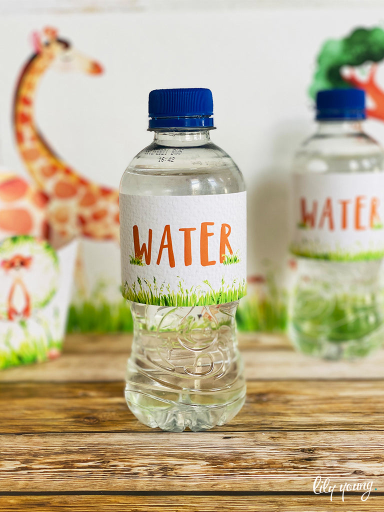 Safari Water Bottle Labels - Pack of 12