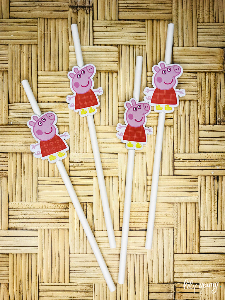Peppa Pig Straw Flag set - Pack of 12