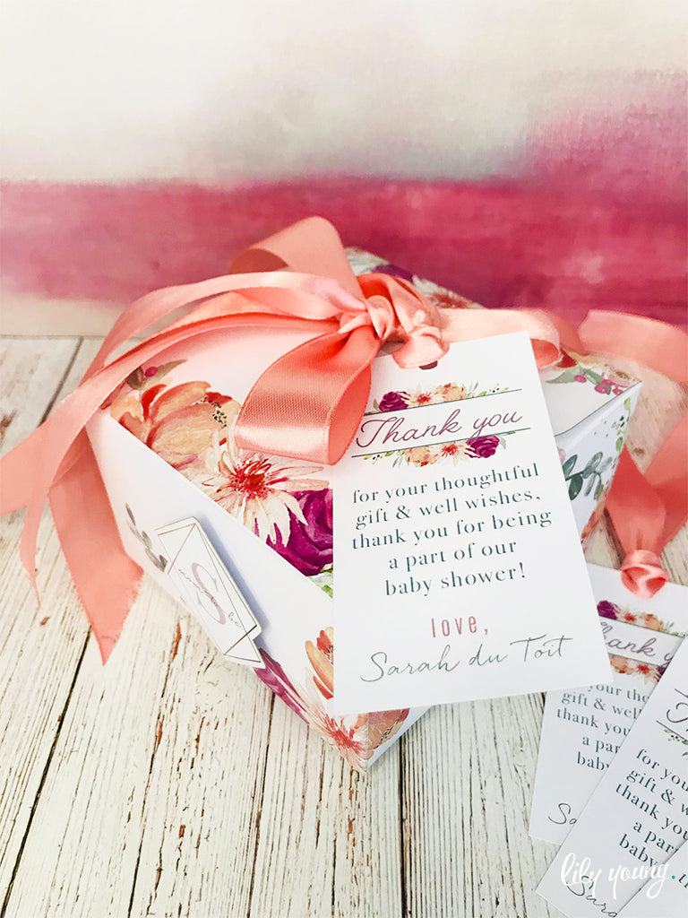 Pink Floral Thank you tag - Pack of 12