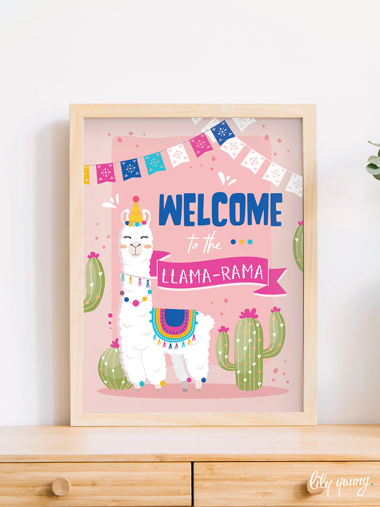 Pink/Blue Llama Welcome Sign - Pack of 1