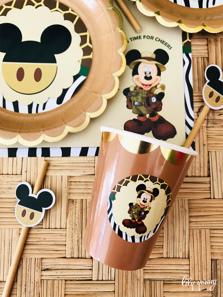 Safari Mickey Mouse Paper Cup with Sticker - Pack of 12