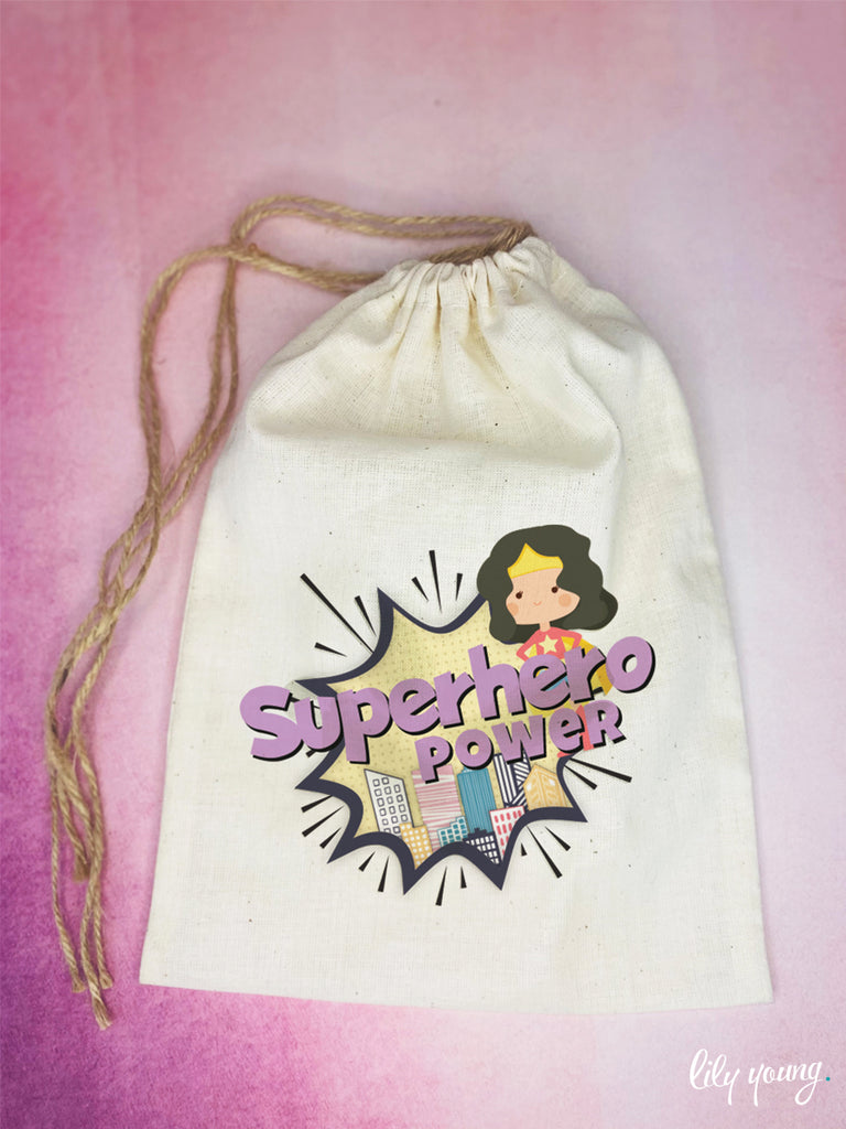 Superhero Girl Draw string Bags - Pack of 12