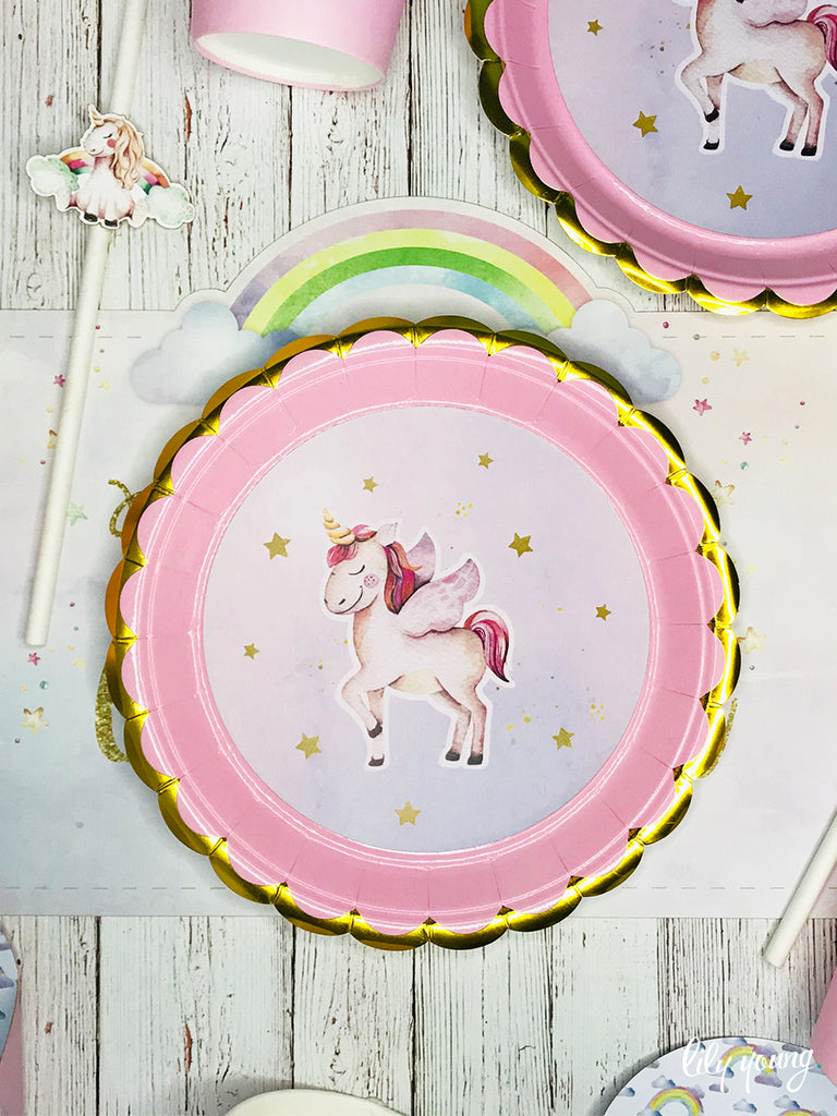 Unicorn Paper Plate with Sticker - Pack of 12