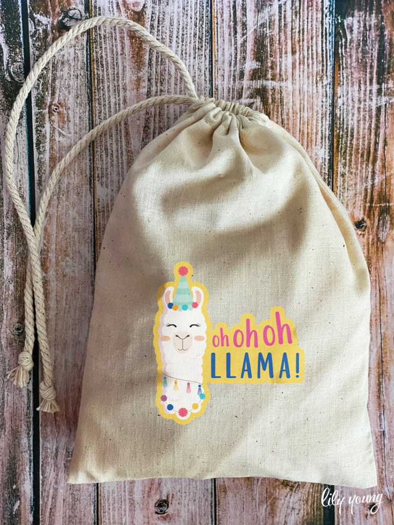 Green/Yellow Llama Draw string Bags - Pack of 12