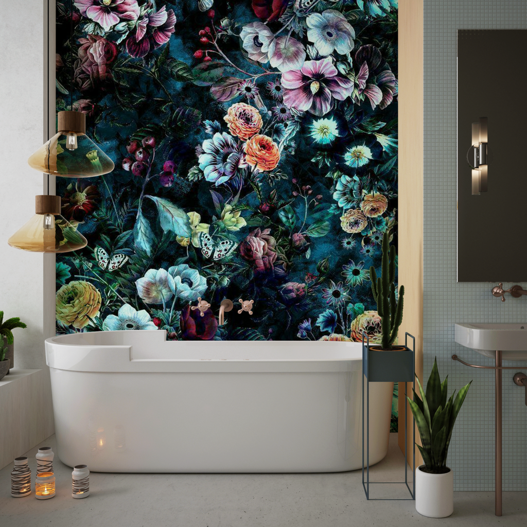 Desirable Dark Floral Wall Paper