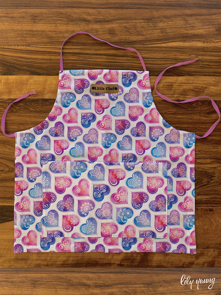 Little Chef - Pink Hearts Kids Apron - Pack of 1