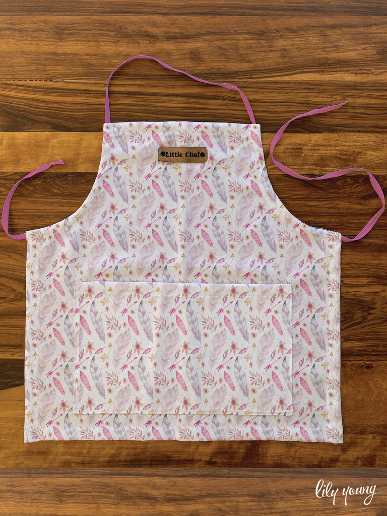 Little Chef - Boho Feathers Kids Apron - Pack of 1
