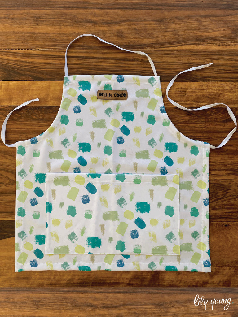 Little Chef - Lime Green Painted Kids Apron - Pack of 1
