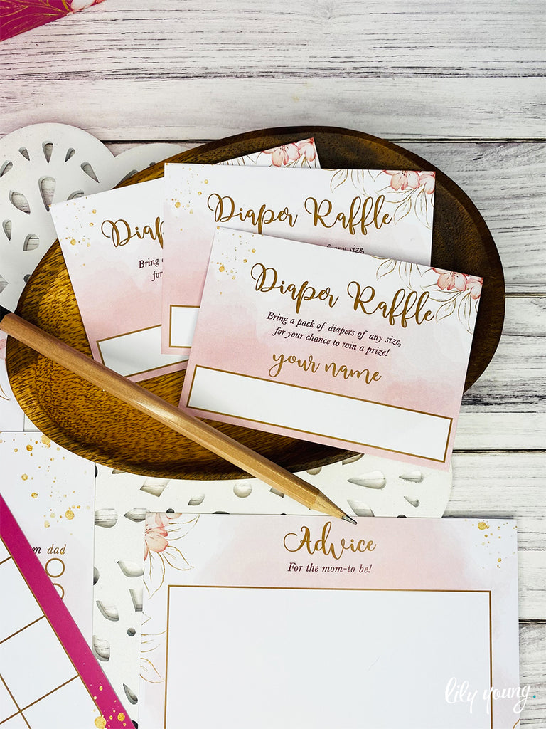 Pink Gold Baby Shower Game Box
