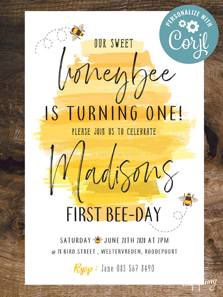 EDITABLE Bee E-Invitation