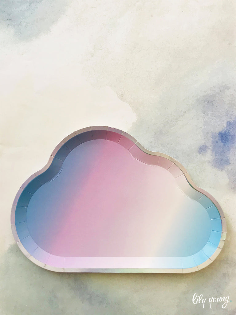 Standard Rainbow Cloud Paper Plate - Pack of 12