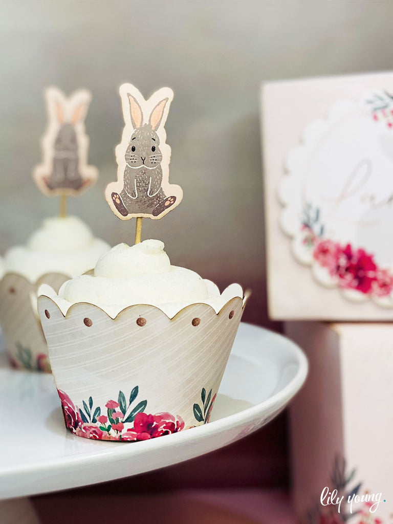 Bunny Cupcake wrapper & topper - Pack of 12