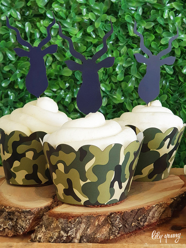 Camo Cupcake wrapper & topper - Pack of 12