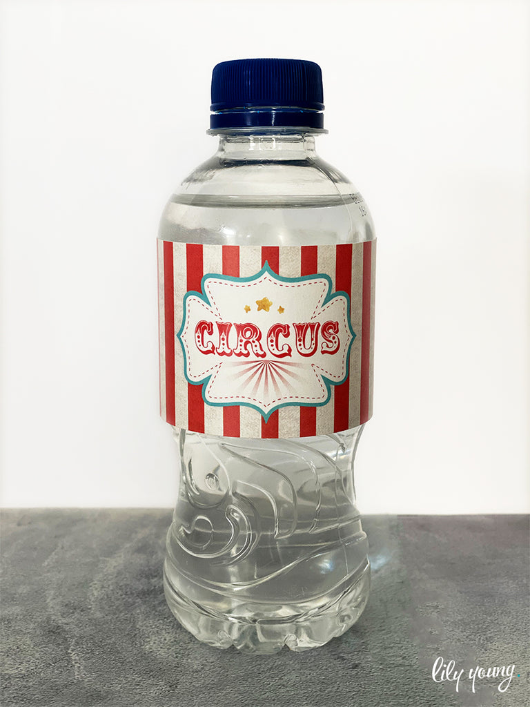 Circus Water Bottle Labels - Pack of 12