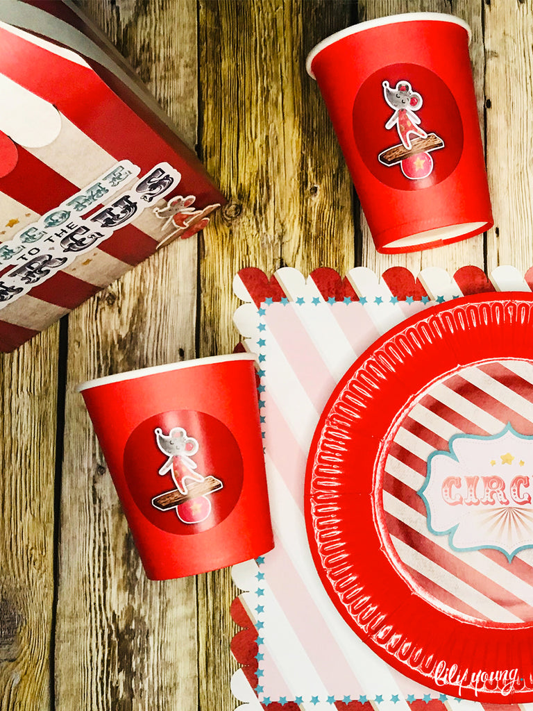 Circus Paper Cup with Sticker - Pack of 12