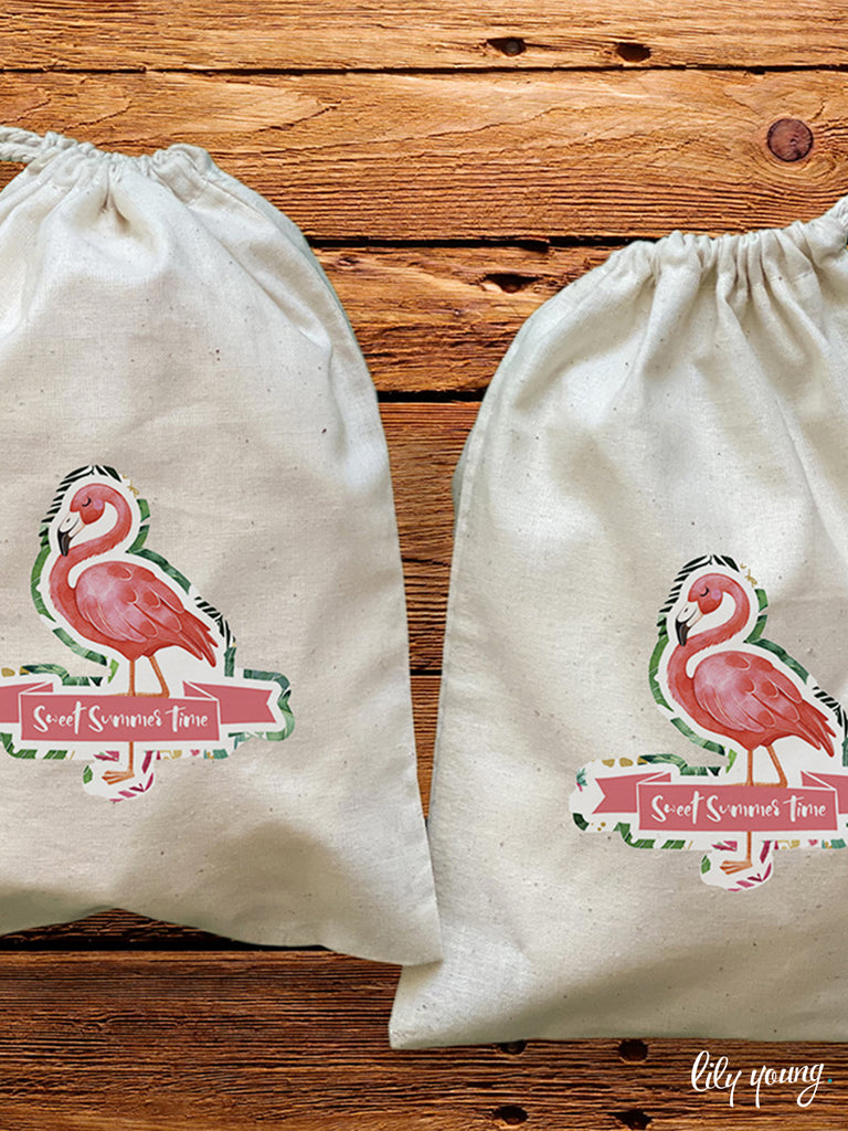 Flamingo Draw string Bags - Pack of 12