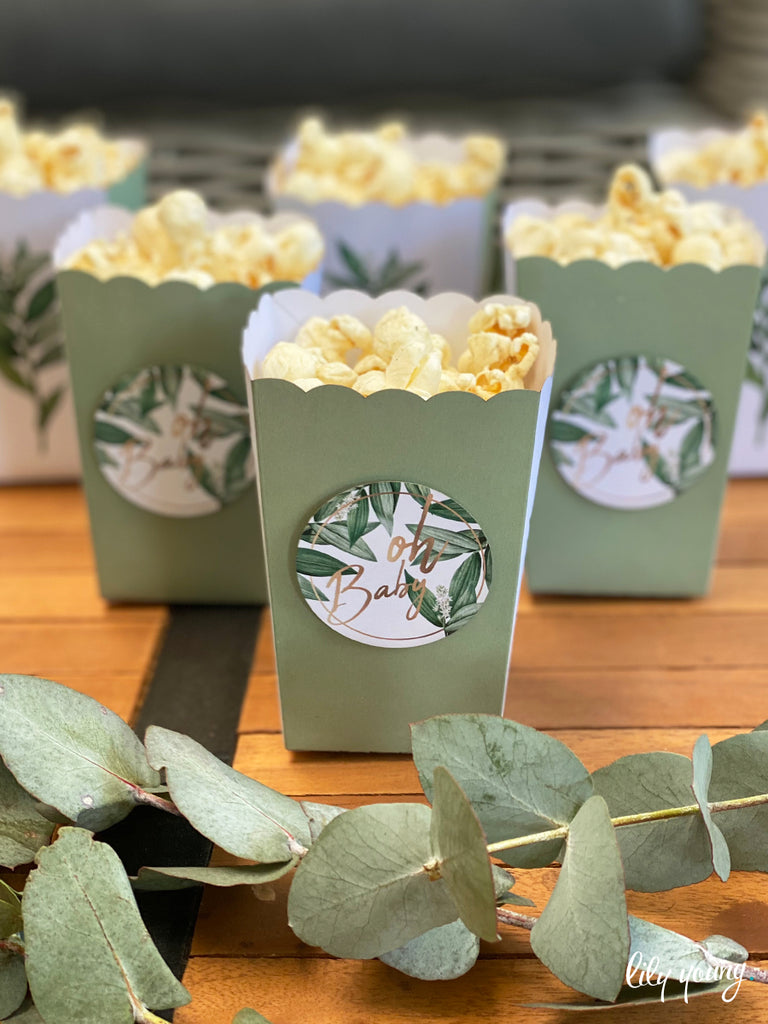 Greenery Small Popcorn boxes - Pack of 12