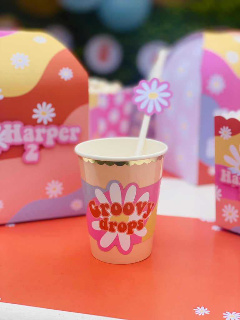 Two Groovy Paper Cup with Sticker - Pack of 12