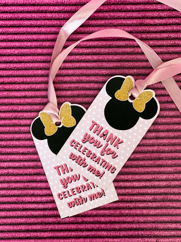 Minnie Mouse Polka Dots Thank you tag - Pack of 12