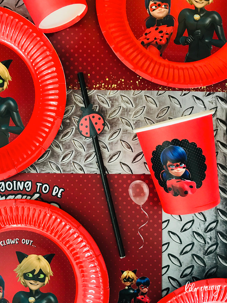 Ladybug & Cat Noir Paper Cups with sticker | Birthday’s | Lily Young ...