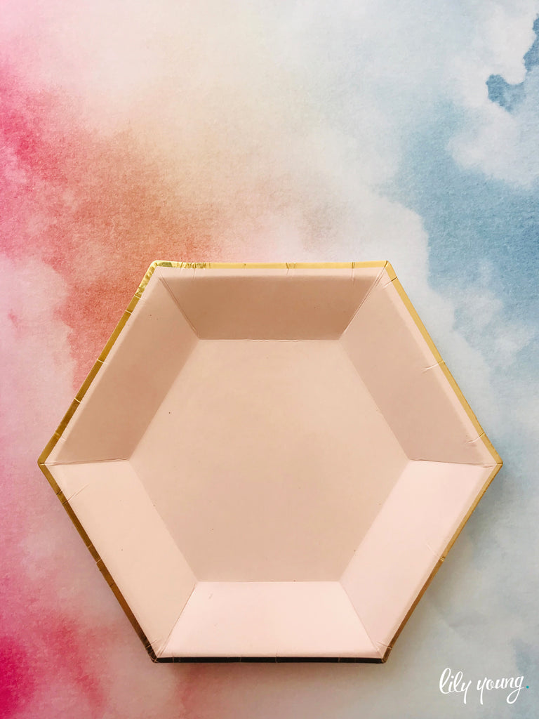 Standard Light Pink Hexagon Paper Plate - Pack of 12
