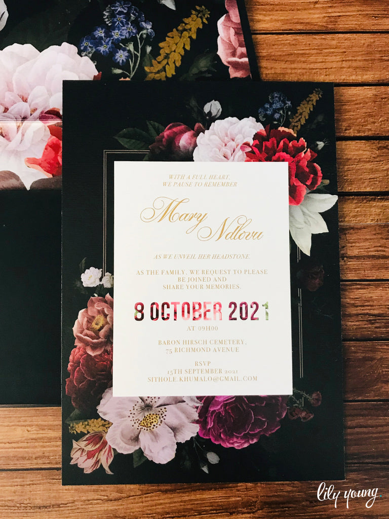 Mary Printed Tombstone-Unveiling Invitation