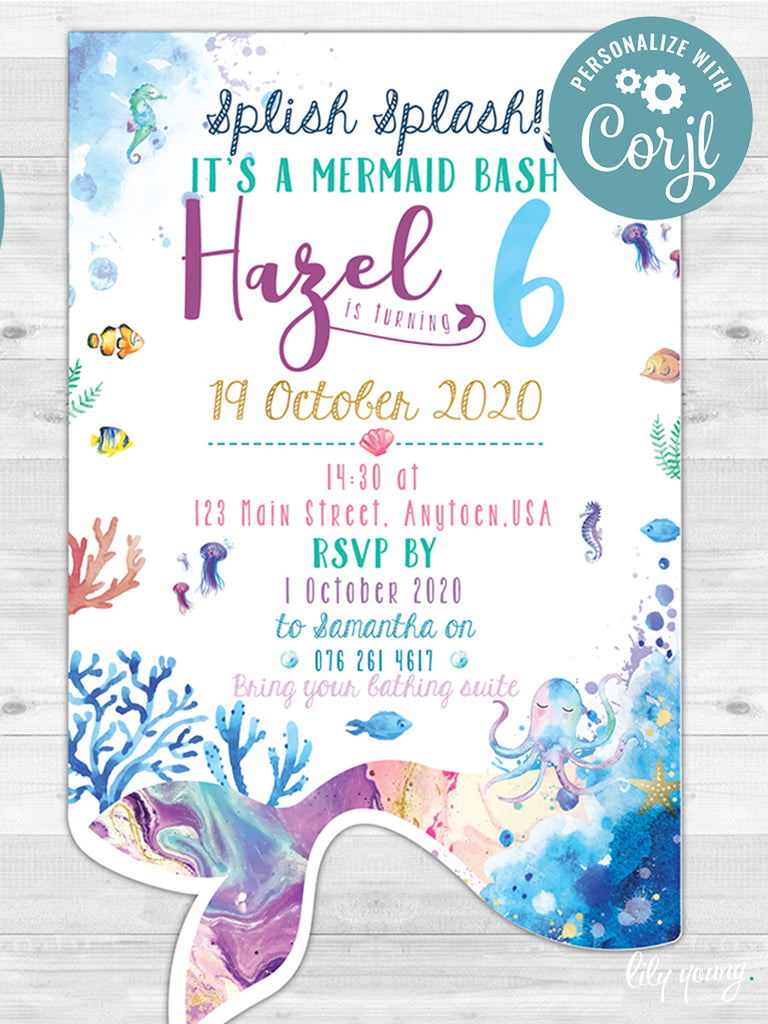 EDITABLE Mermaid E-Invitation