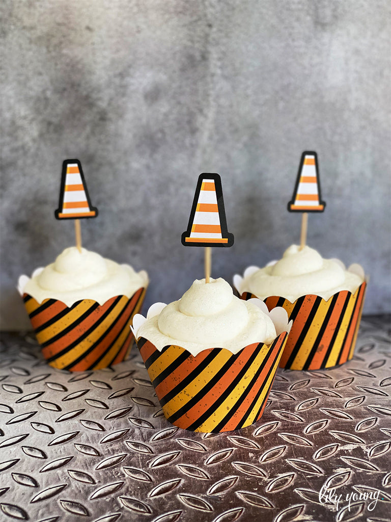 Construction Cupcake wrapper & topper - Pack of 12