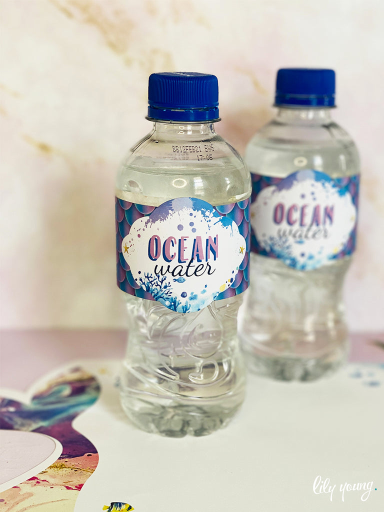 Mermaid Water Bottle Labels - Pack of 12
