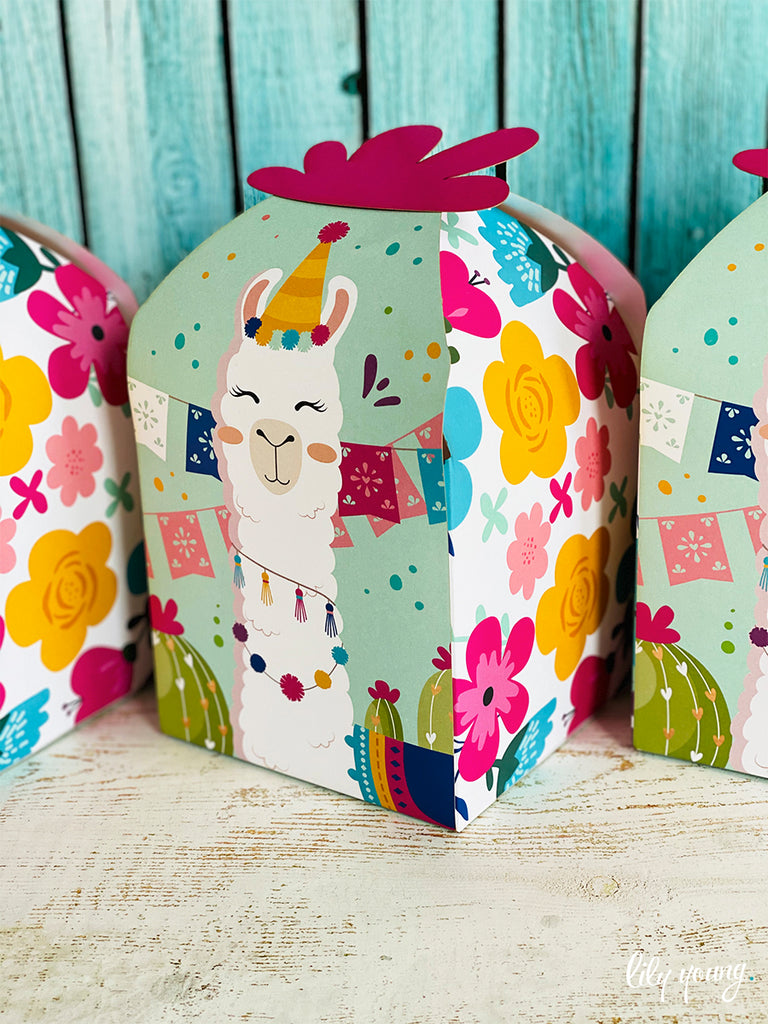 Large Pink/Blue Llama Boxes - Pack of 12