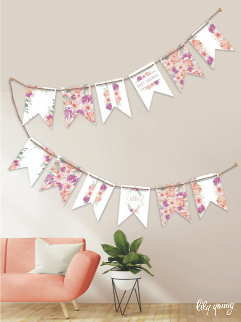 Pink Floral Bunting - Pack of 1