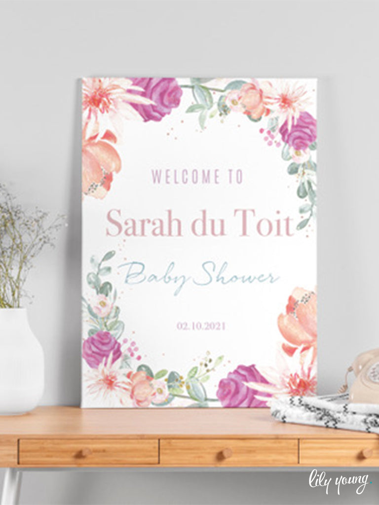 Pink Floral Welcome Sign - Pack of 1