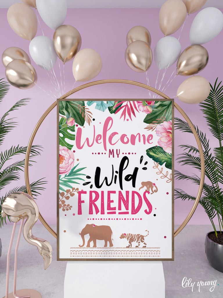Pink Wild One Welcome Sign - Pack of 1