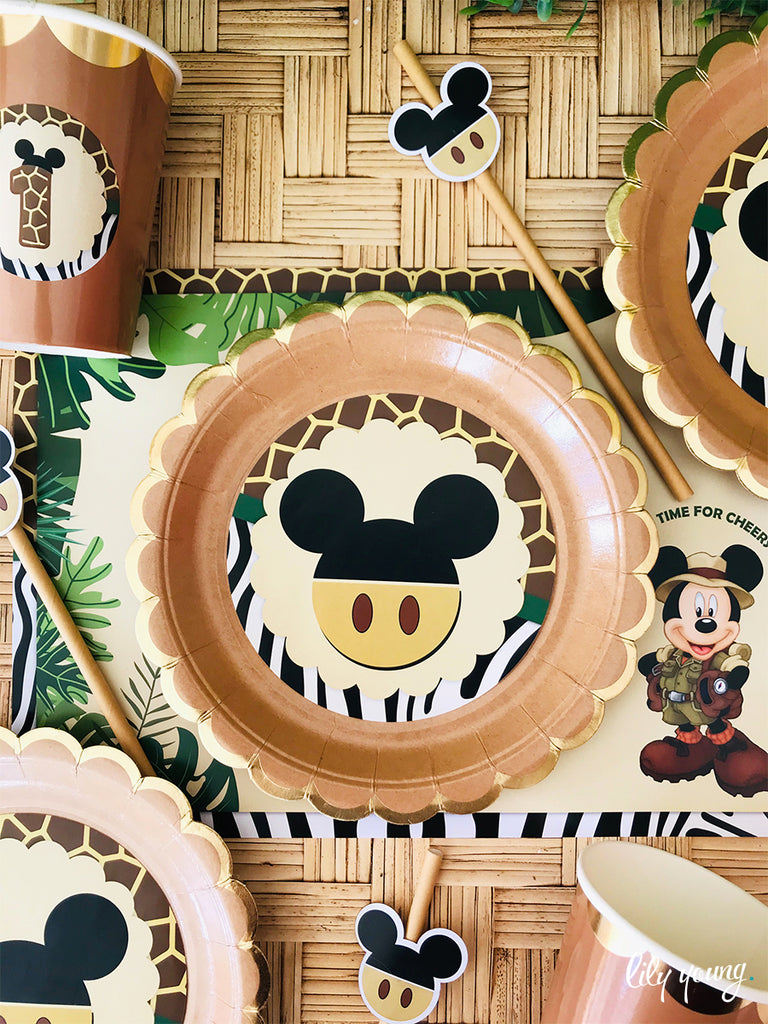 Safari Mickey Mouse Paper Plate with Sticker - Pack of 12