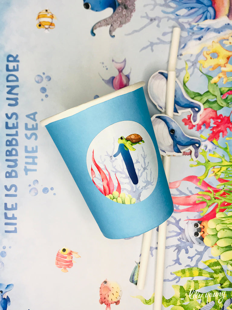 Seafari Paper Cup with Sticker - Pack of 12