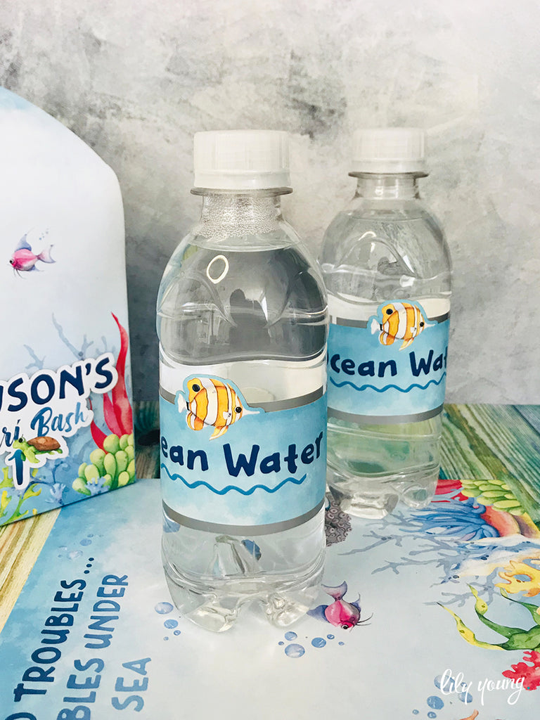 Seafari Water Bottle Labels - Pack of 12