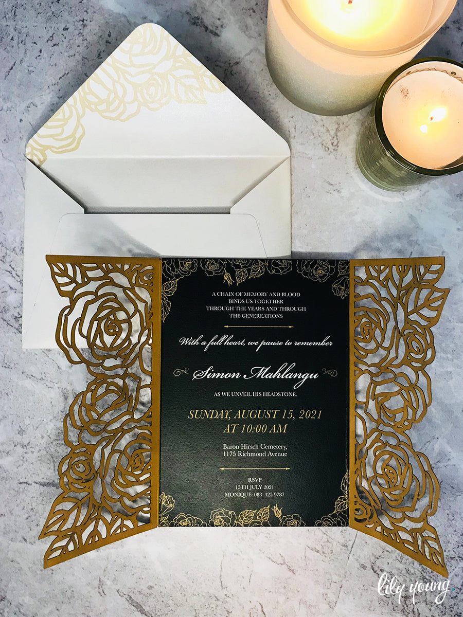 Simon Printed Tombstone-Unveiling Invitation – Lily Young Designs