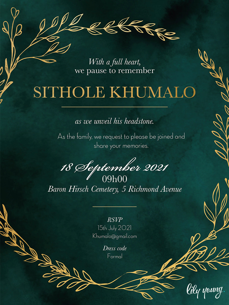Unveiling Tombstone Ceremony Invitation Cards Poshy Concepts